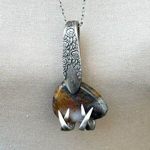 Elegant Silver and Multicolor Stone Pendant Necklace